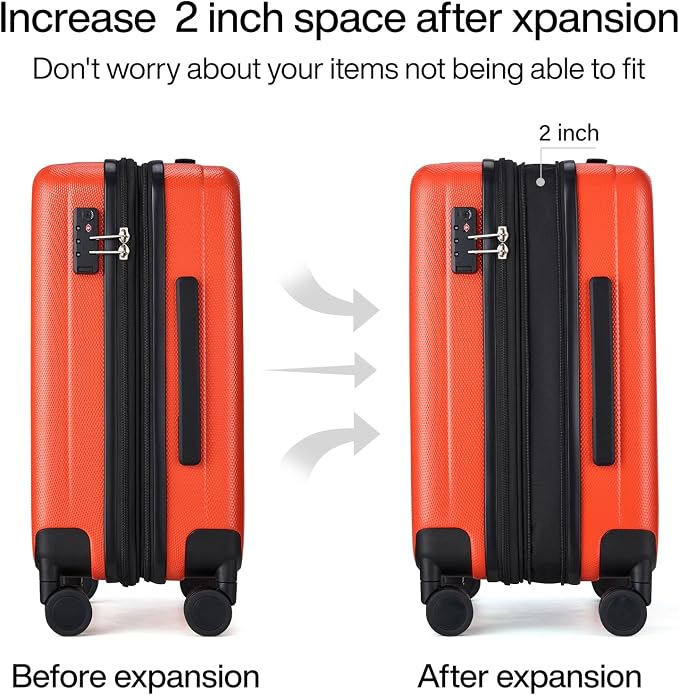 Hanke Expandable Hard Shell Luggage Sets 2 piece Carry on Luggage - Image 3