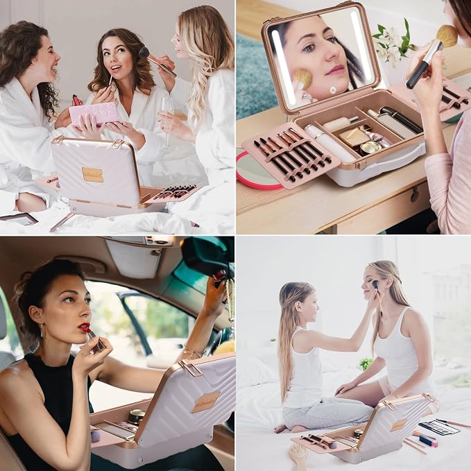 Mocado Travel Makeup Case with Lighted Mirror, 8 Makeup Brushes & 10x - Image 7