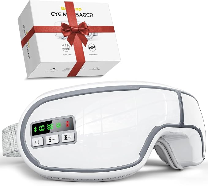 Eye Massager with Heat, Compression, Adjustable Sleep Mask Massage Holiday by Beinkap