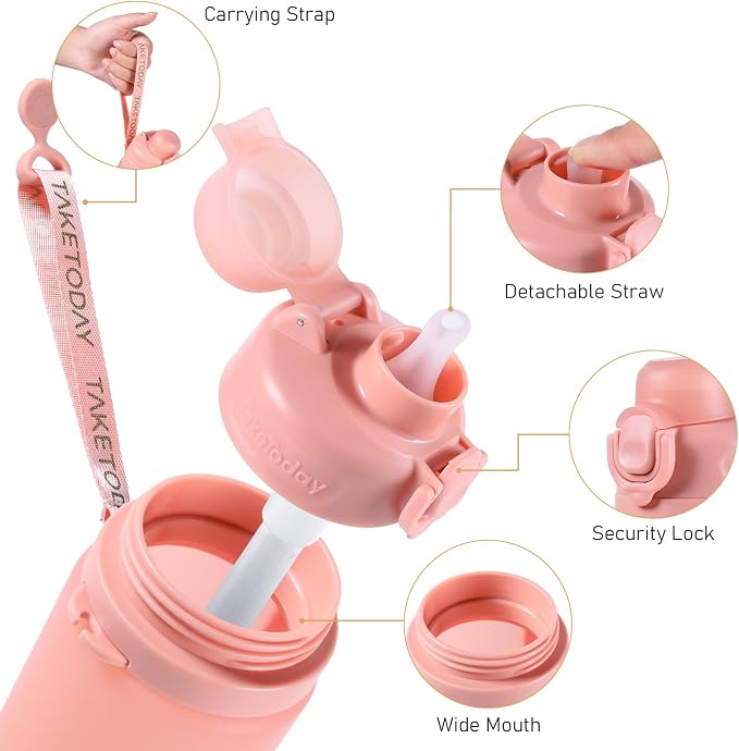 TakeToday Collapsible Water Bottles 20oz, Leak Proof, Foldable Silicone Travel - Image 4