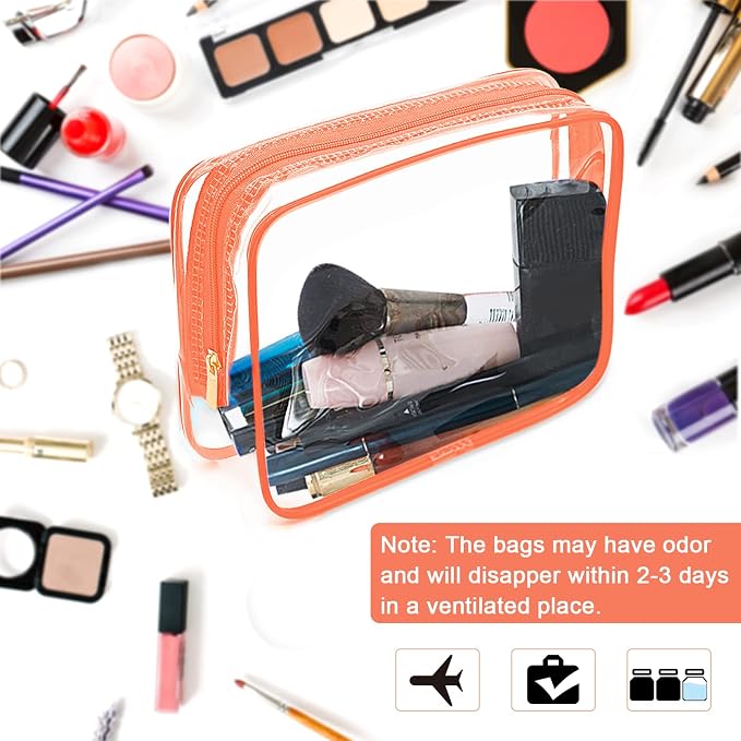 APREUTY Clear Makeup Bags, TSA Approved 6 Pcs Cosmetic Makeup Bags Set Clear PVC - Image 2