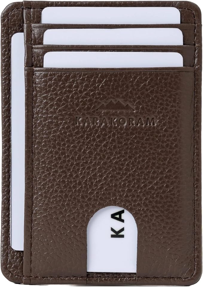 KARAKORAM Vertical Handcrafted Premium Leather Front Pocket Credit Card Holder by KARAKORAM