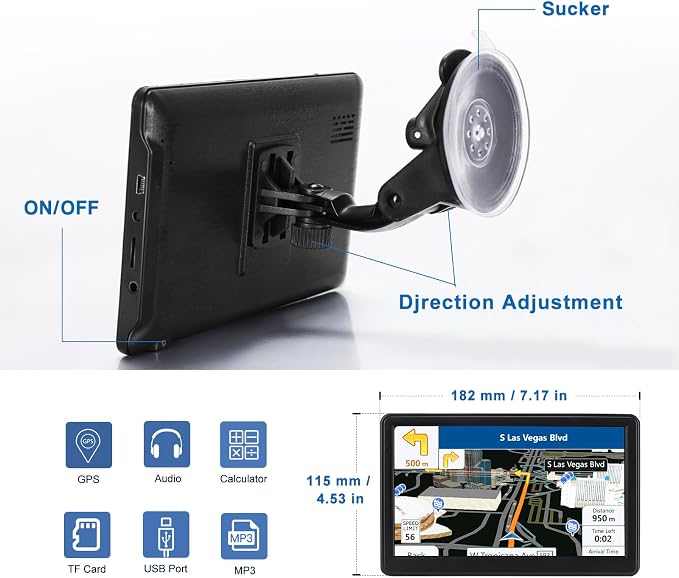 GPS Navigator for Car Truck RV, Latest 2025 Map, 7 inch Touch Screen Real Voice - Image 2