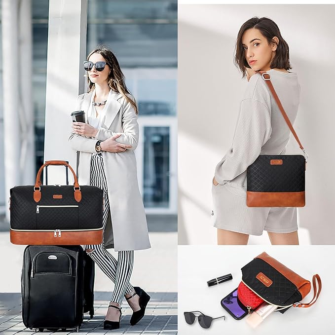 Weekender Bag for Women, Travel Duffel Bag Carry On Overnight Bag - Image 3