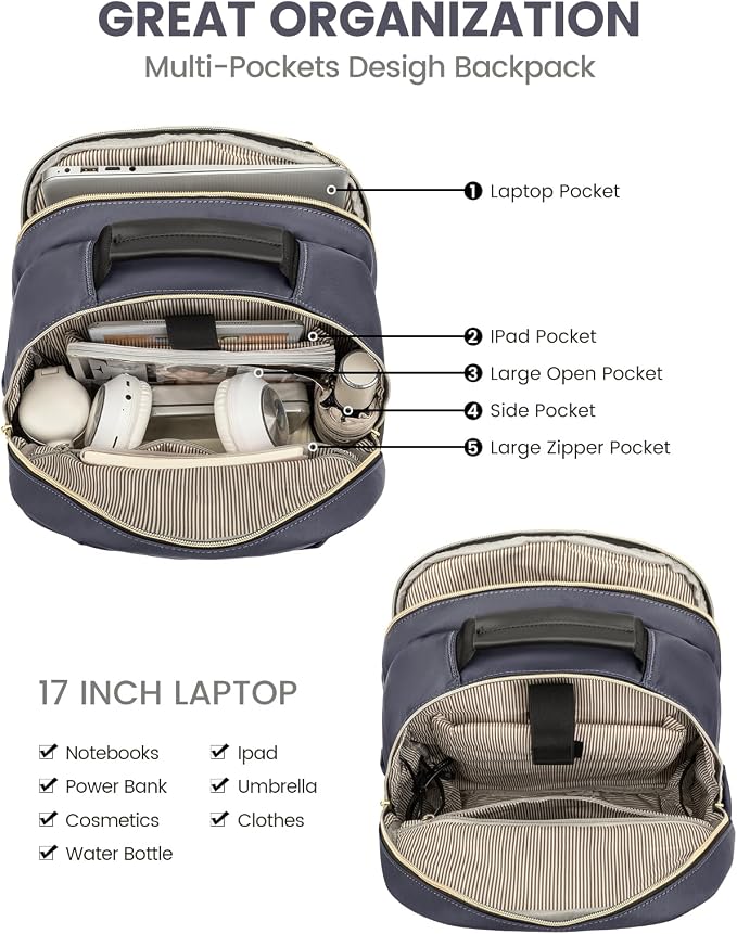 LOVEVOOK Laptop Backpack for Women, 17 Inch Large Capacity Travel Computer Work - Image 3