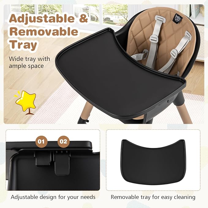 BABY JOY High Chair, 5 in 1 Convertible Highchair - Image 4
