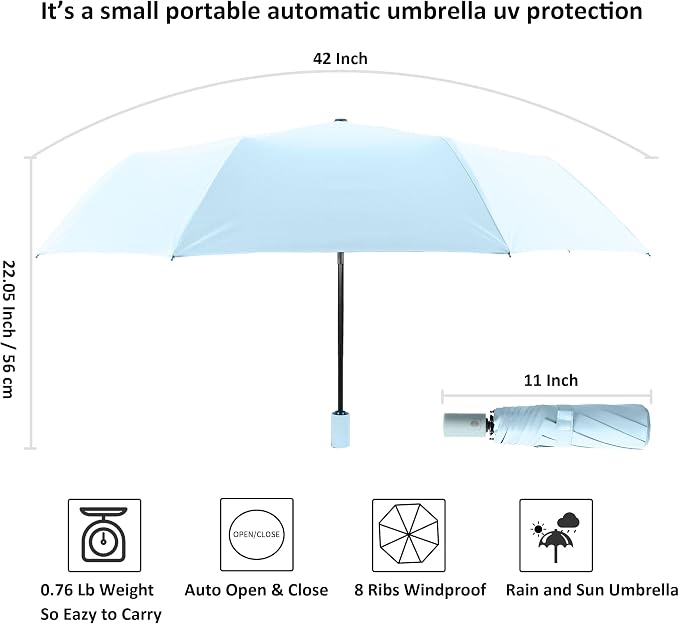 BAODINI Small UV Protection Travel Umbrella Compact - Image 6