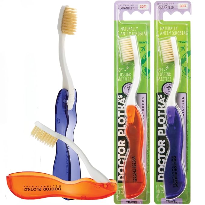 MOUTHWATCHERS Soft Flossing Folding Travel Toothbrush, 2 Pack, Ultra Clean by Mouthwatchers