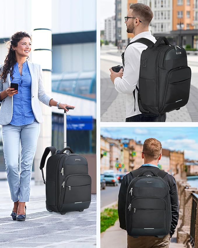 Rolling Backpack, 30L Travel Laptop Backpack - Image 7
