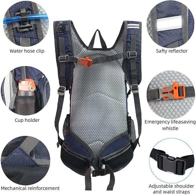 Hiking Daypack Waterproof Biking Backpack 15L Lightweight Durable Backpack - Image 6