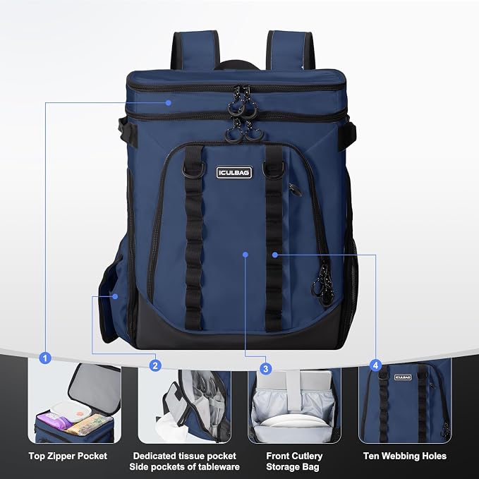 Beach Cooler Backpack for Men 36cans Insulated Backpack Cooler Lunch Bag for - Image 4