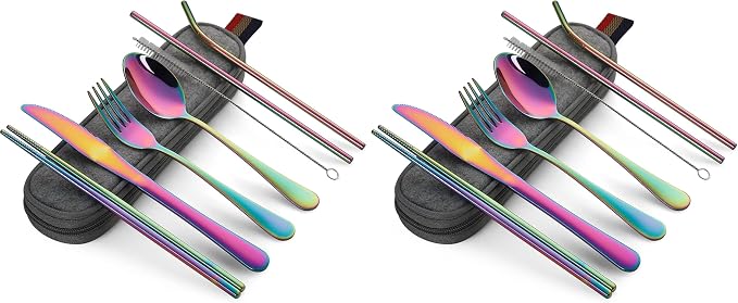 DEVICO Portable Utensils, Travel Camping Cutlery Set, 8-Piece including Knife by DEVICO