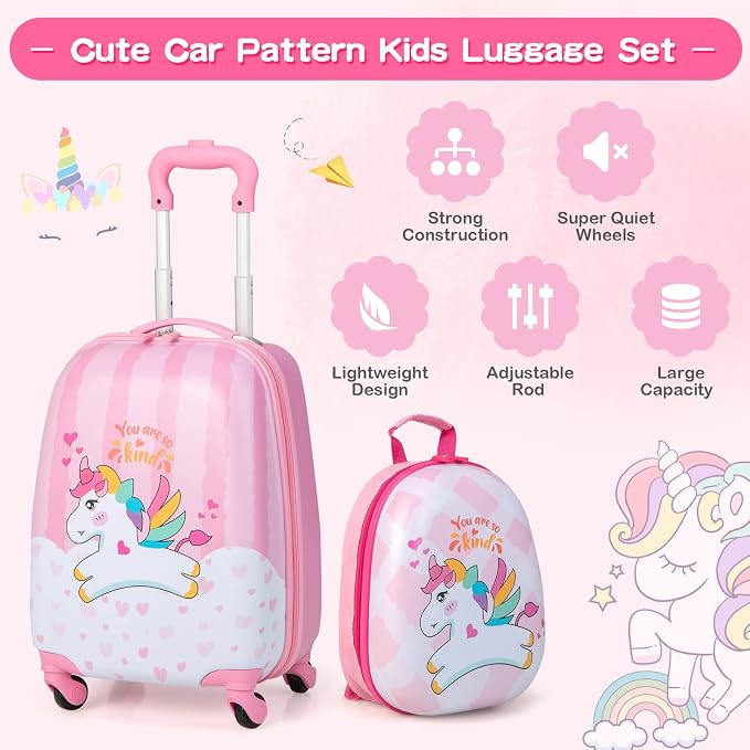 HONEY JOY Kids Luggage, Lightweight Toddler Girls Suitcase, Durable ABS - Image 3