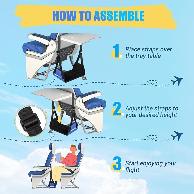Airplane Foot Hammock, No Collapse Foot Rest - Image 4