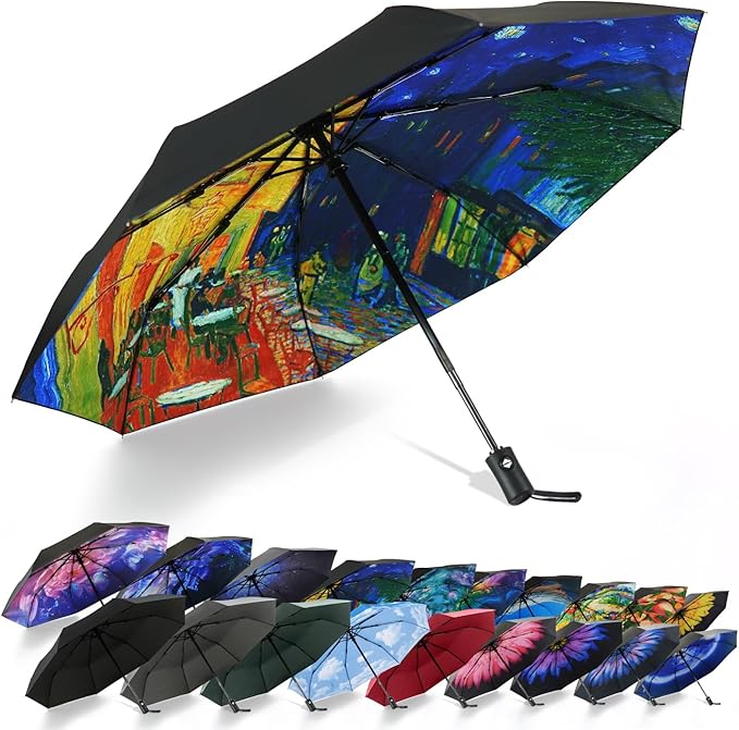 SY COMPACT Travel Umbrella Windproof Automatic Umbrellas Small Compact UV Sun by SYCOMPACT