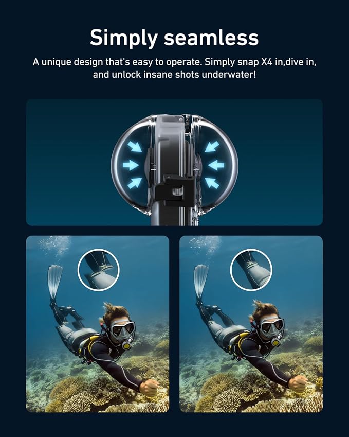 TELESIN Insta 360 X4 Invisible Dive Case, 50m/164ft Waterproof Case Protective - Image 5
