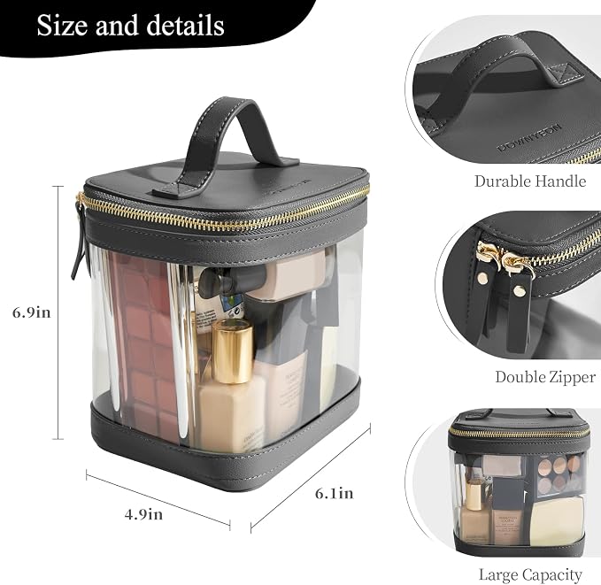 ROWNYEON Clear Makeup Case Toiletry Bag Multipurpose Travel Makeup Train Case - Image 5