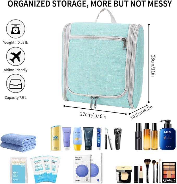 Della Gao Travel Toiletry Bag for Men and Women, Bathroom Bag, Water-Resistant - Image 2