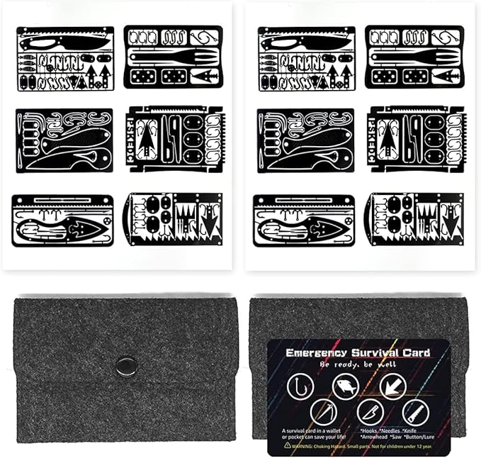 PSKOOK 12 Pcs Survival Multitool Card Emergency Camping Tool EDC Kit in Your by PSKOOK