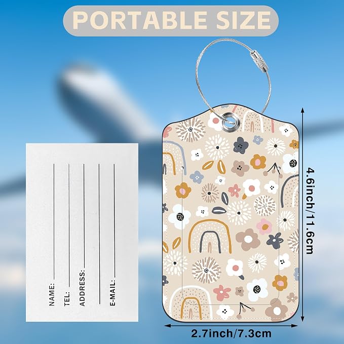 2 Pack Luggage Tags for Suitcases Boho Rainbow Flower Leather Luggage Tags - Image 2