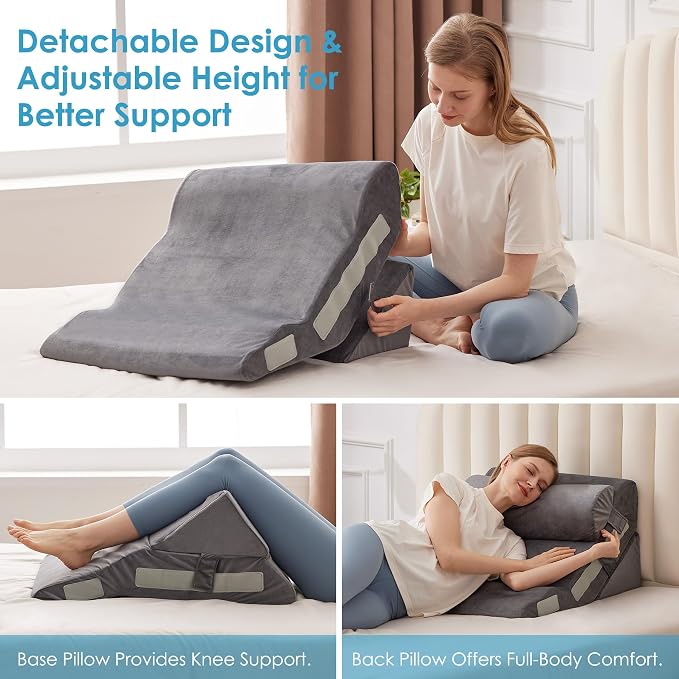 3PCS Bed Wedge Pillow for Headboard, Adjustable Wedge Pillow for Sleep Apnea - Image 6