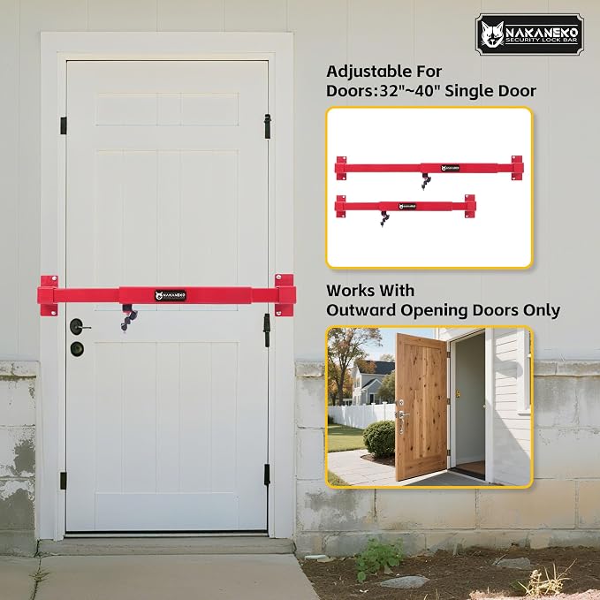 Door Security Bar-by NAKANEKO The Entire Width of Your Outward Opening Front - Image 4