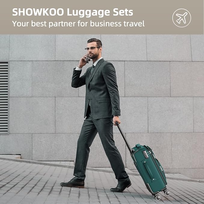 SHOWKOO Luggage Sets 3 Piece Softside Expandable Lightweight Durable Suitcase - Image 2