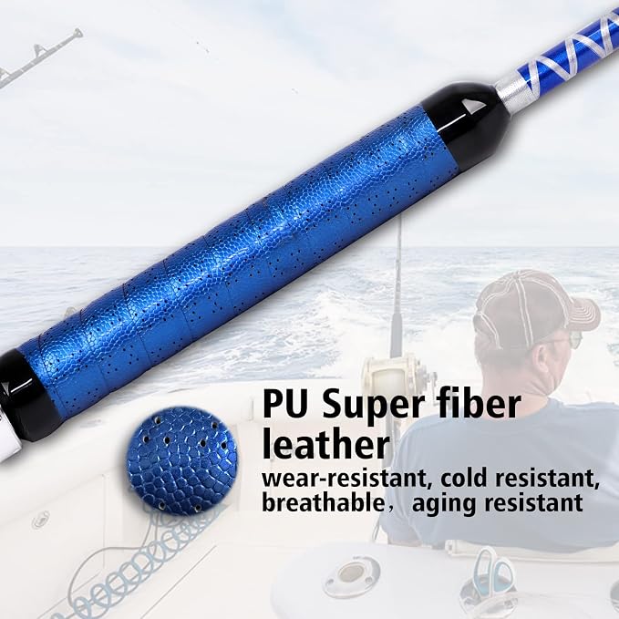 Fiblink Bent Butt Fishing Rod 2-Piece Saltwater Offshore Trolling Rod - Image 3