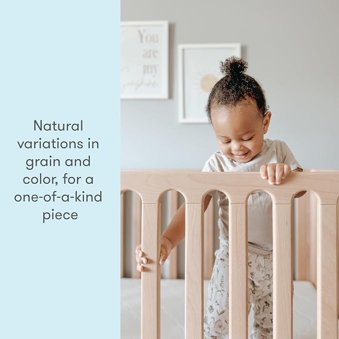 Newton Baby Galileo Standard Crib, Solid Beech Wood in Natural Color, 3-in-1 - Image 5