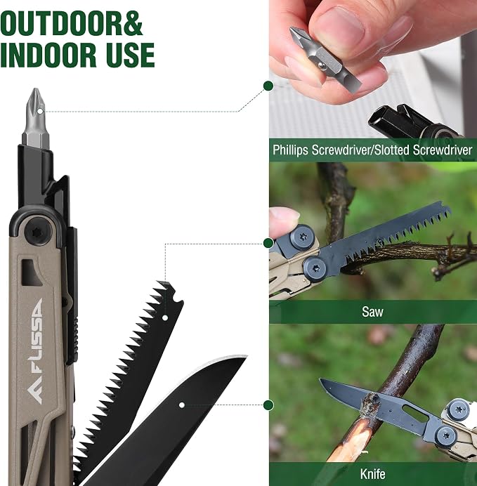 FLISSA Multitool, 15-in-1 Multi Tool Pocket Knife - Image 5
