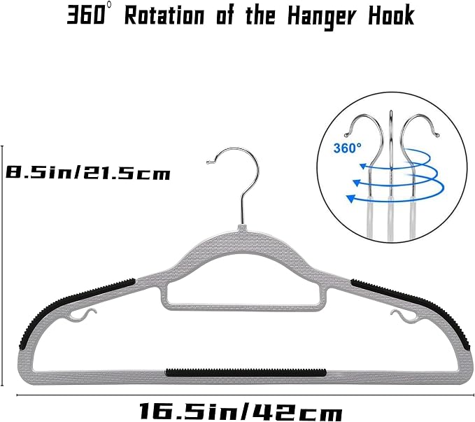 50 Pack Plastic Clothes Hangers Non Slip - Image 6