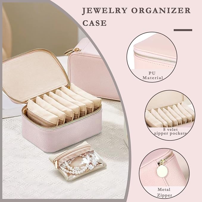Jewelry Box Organizer for Women, Small Travel Jewelry Case, Mini Travel Jewelry - Image 4