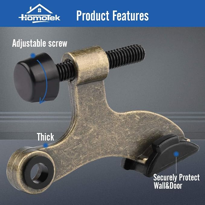 HOMOTEK 24 Pack Hinge Pin Antique Brass Door Stopper, Adjustable Deluxe Heavy - Image 2