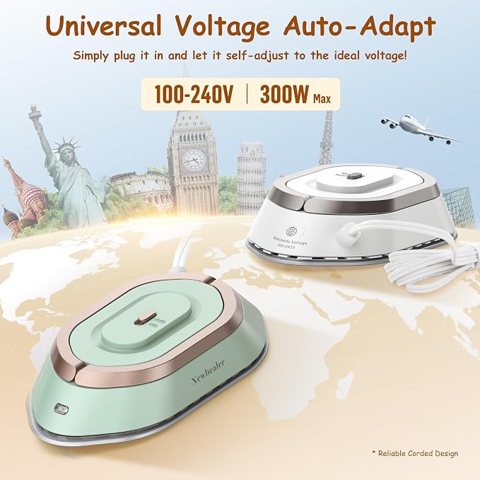 Newbealer Travel Iron with Global Voltage, 100-240V Mini Dry Iron - Image 3