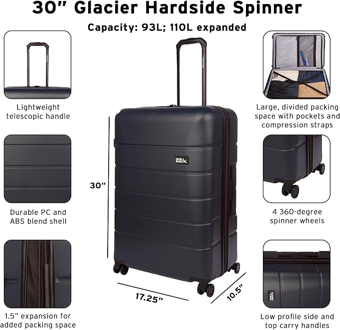 Eddie Bauer Glacier Carry-On 22" Luggage | Hardside | Spinner Wheels | - Image 2