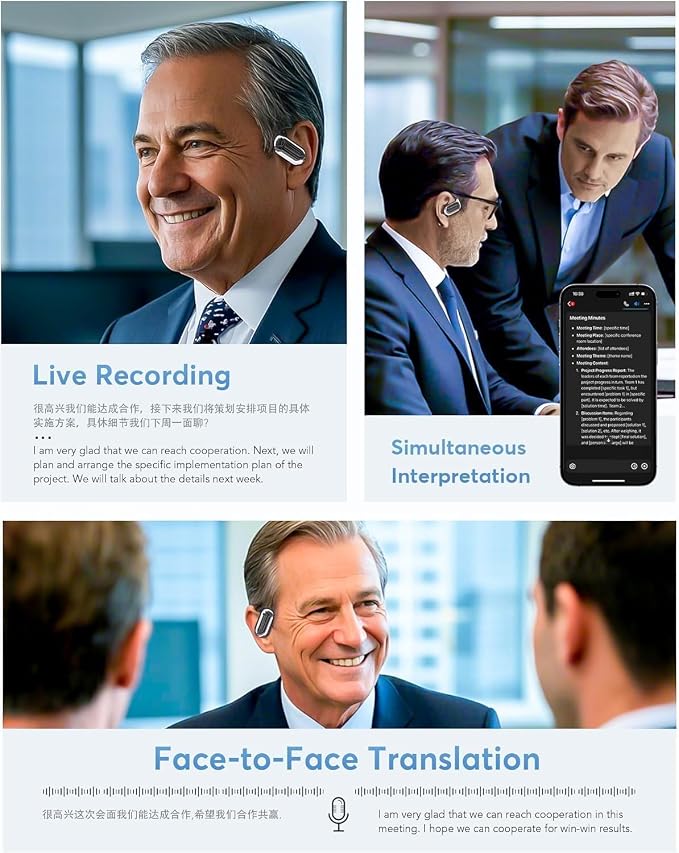 AI Translation Earbuds Real-Time, 144 Languages & Accents, 4-in-1 Open Ear - Image 6