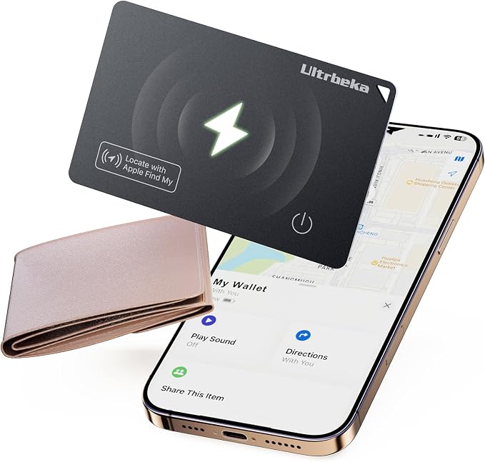 Ultra-Thin Air Tag Wallet Tracker Card 0.07in IP68 Waterproof Bluetooth Tracker by Ultrbeka