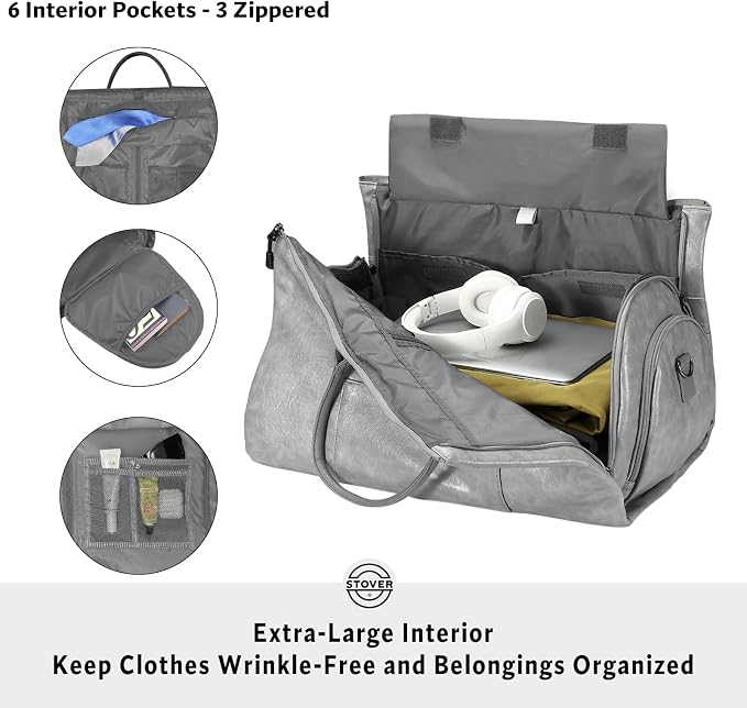 STOVER Garment Travel Duffle Bag, Large 2-in-1 Convertible Carry-on Luggage - Image 3