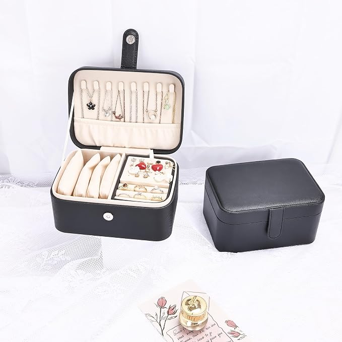 2 Layer Portable Jewelry Box, Large Jewelry Travel Case - Image 6