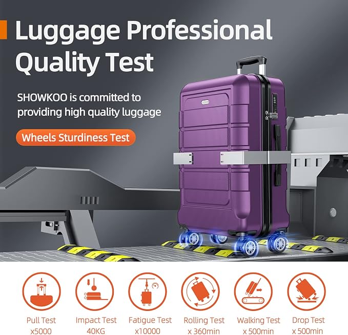 SHOWKOO Luggage Sets Expandable PC+ABS Durable Suitcase Sets Double Wheels TSA - Image 7
