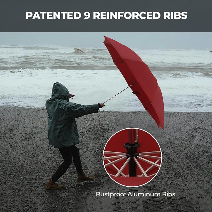 Compact Inverted Travel Umbrella, Automatic Open Close, 9-Rib 46 Inch Windproof - Image 3