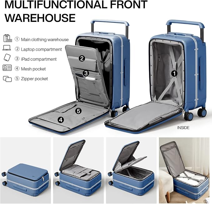 mixi Luggage Suitcases with Spinner Wheels 24'' Travel Luggage with Front - Image 3