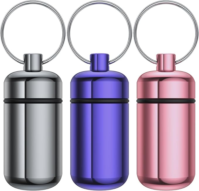 3 Pack Small Pill Box, Airtight Aluminum Alloy Pill Organizer Travel Pill Case by Urekt