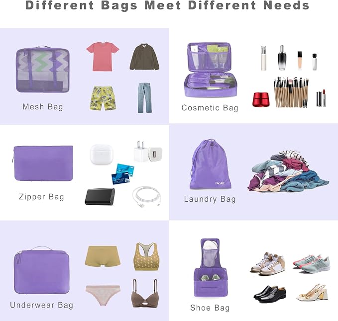 BAGAIL 8 Set Packing Cubes Luggage Packing Organizers - Image 5