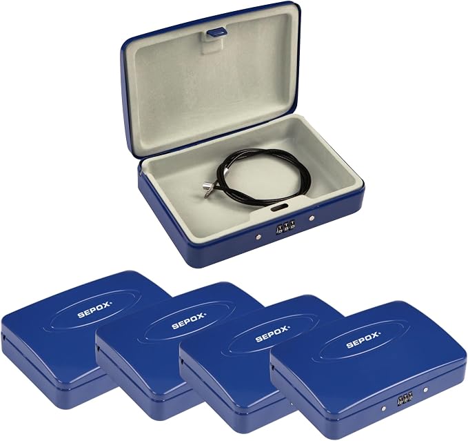 SEPOX® 4Pcs Water/Fire-Resistant Portable Security Case Lock Box Steel by SEPOX