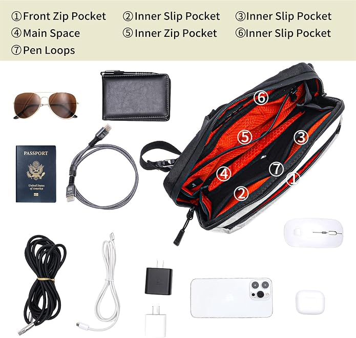 Electronics Organizer Tech Travel Pouch – Waterproof Nylon Diamond Quilted & - Image 4