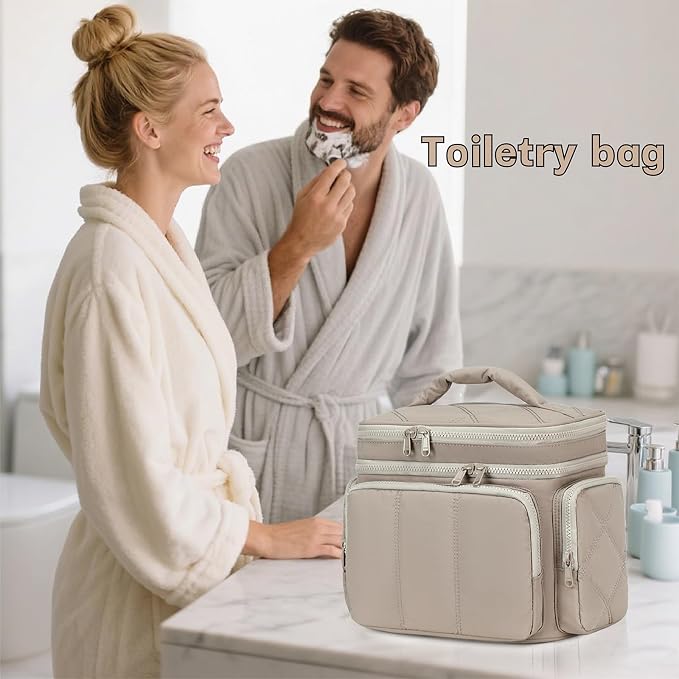 LEDAOU Toiletry Bag for Women, Quilted Travel Makeup Bag Organizer - Image 4