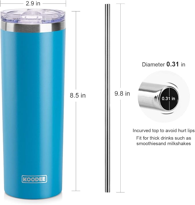 koodee Tumbler with Lid and Straw-20 oz Stainless Steel Vacuum Insulated Water - Image 6
