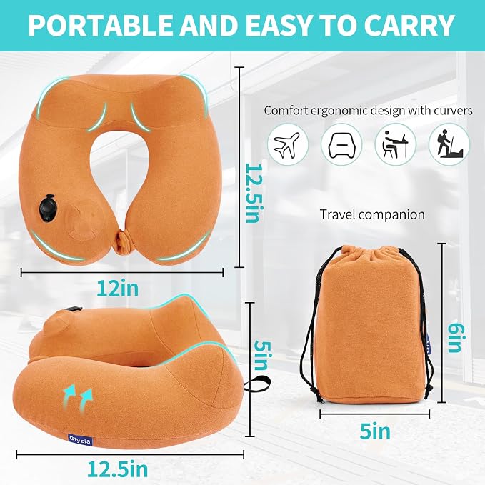 2 Pack Inflatable Travel Neck Pillows - Image 2