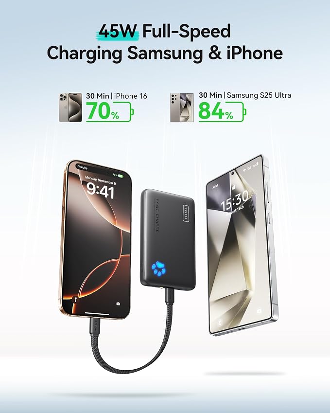 INIU Portable Charger, Ultra Slim 10000mAh 45W PD Power Bank, USB C in&Out Fast - Image 3